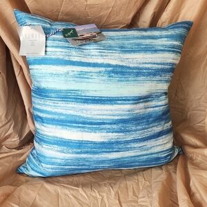 NWT Luzmont Blue White Striped Cotton & Waterfowl Throw Pillow